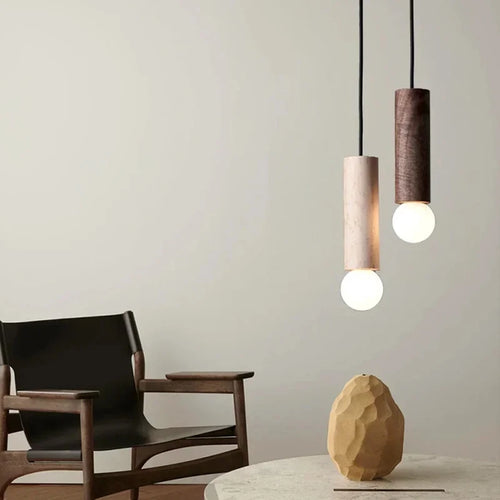 lampe suspendue en bois led décoration simple nordique - vue 5 sur 12