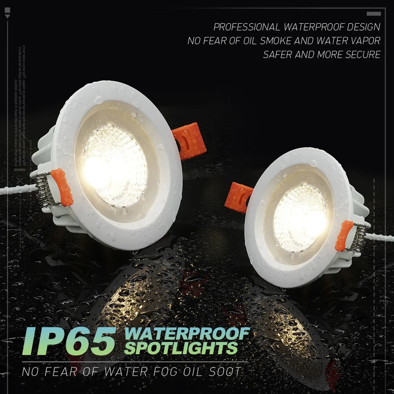 Spot IP65 LED étanche Downlight encastré salle de bain Anti-buée cuisine salle de douche hôtel salle de douche éclairage