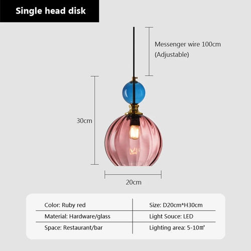 suspension bonbon verre luminaire déco maison - vue 10 sur 14