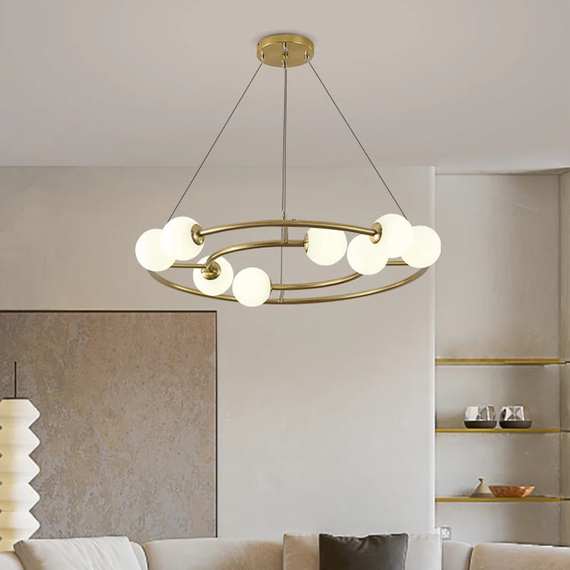 Lustre suspendu en anneau créatif au design nordique moderne - vue 6 sur 10