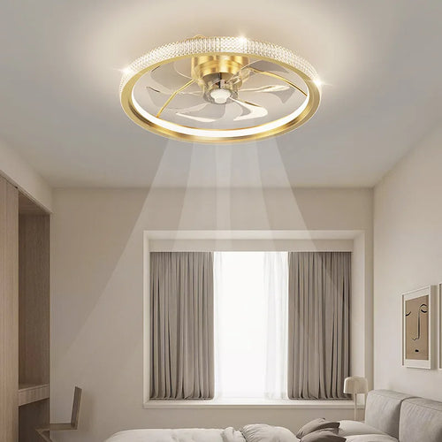 plafonnier led moderne avec ventilateur éclairage silencieux intelligent - vue 2 sur 15