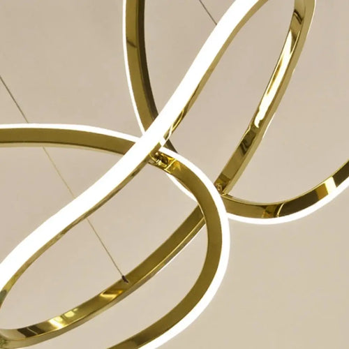 suspension moderne en acier inoxydable doré pour décoration artistique - vue 7 sur 11