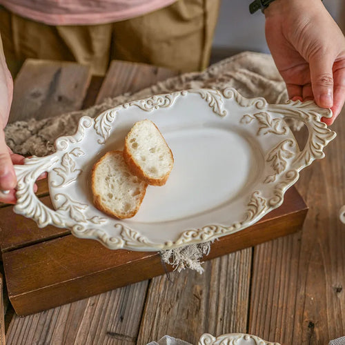 Assiette céramique rétro style français pour pâtes dessert