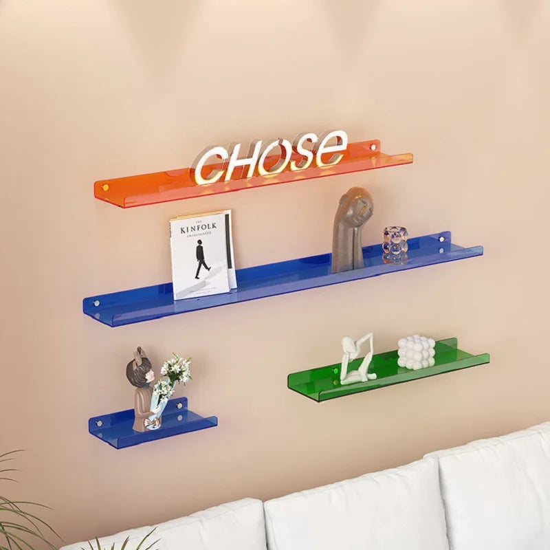 étagère murale flottante en acrylique transparent pour rangement organisé - vue 10 sur 57
