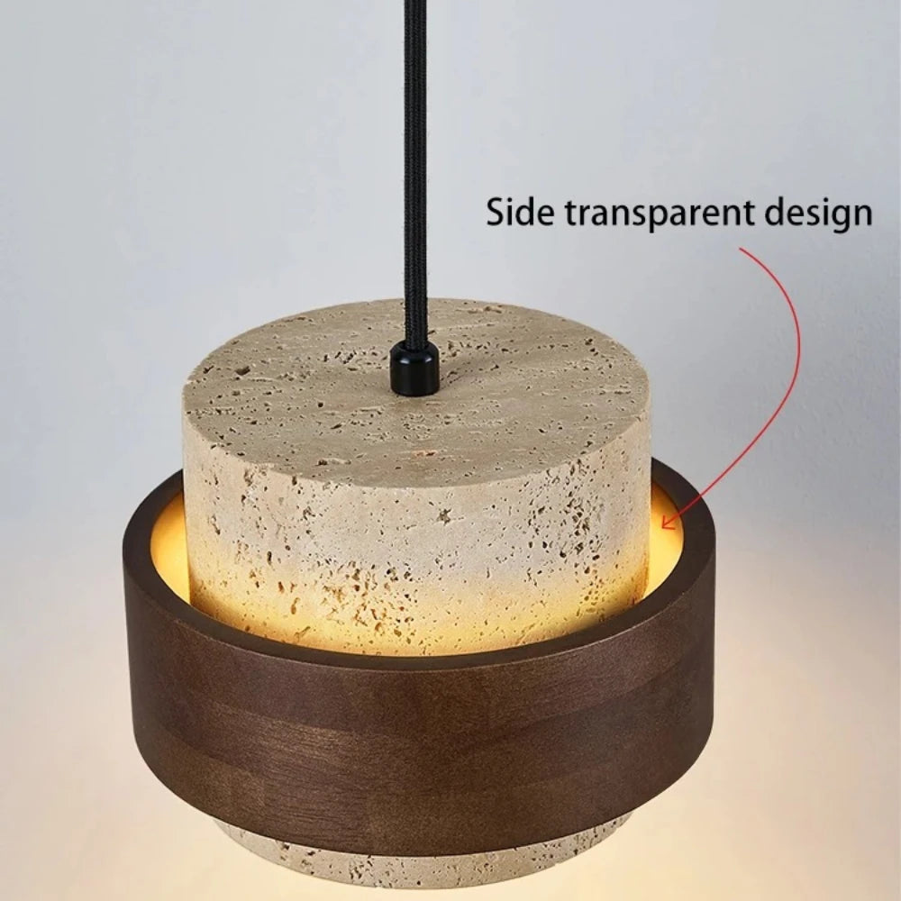 lustre moderne en bois et marbre pour décoration élégante - vue 3 sur 7