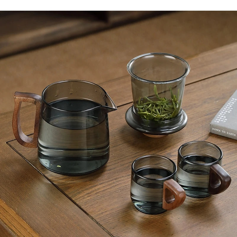 Theiere cafetiere verre portatif set tasses puer moderne - vue 5 sur 7