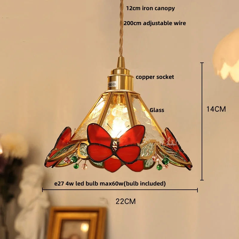 suspension en verre coloré avec fil de bois réglable moderne