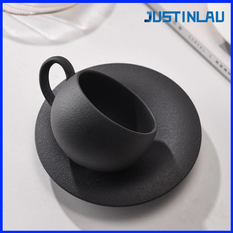 Mug céramique style pierre volcanique avec soucoupe