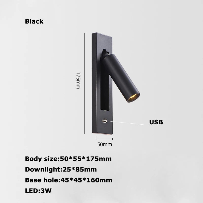 applique murale led rotative avec interrupteur pour lecture - vue 14 sur 21