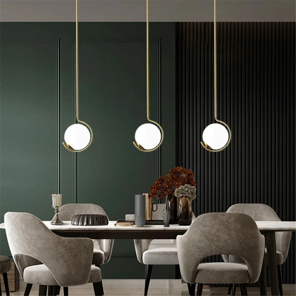 suspension nordique en métal et verre avec boule led décorative - vue 11 sur 10