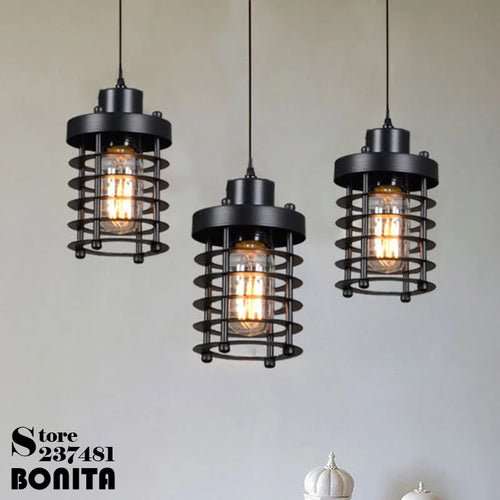 suspension vintage style industriel nordique en fer - vue 3 sur 7