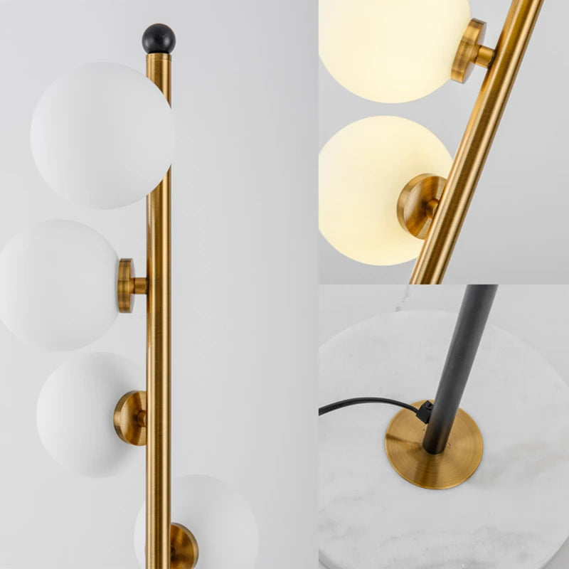lampadaire led bicolore moderne en verre et fer marbre