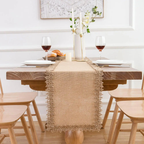 Chemin de table macramé rustique beige style bohème