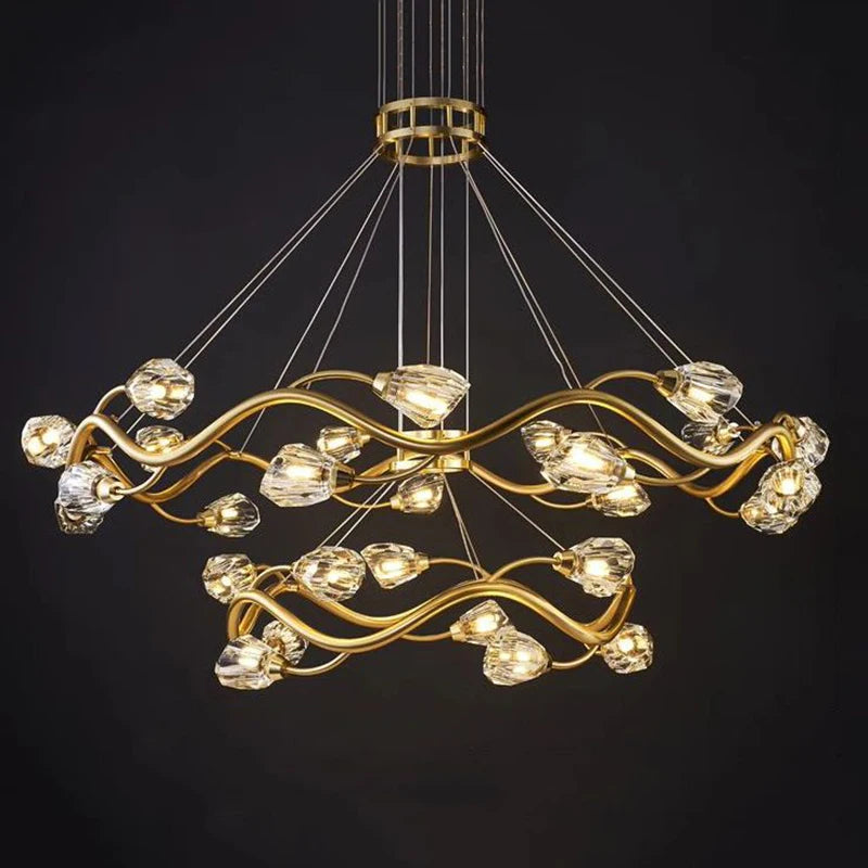 lustre led en cristal moderne de luxe pour éclairage intérieur