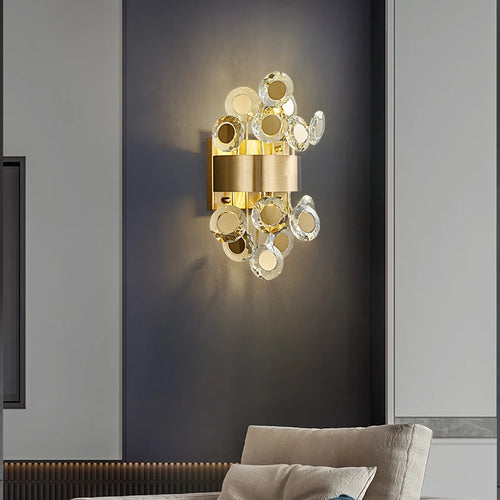applique murale design moderne éclairage pour chambre à coucher en cristal or brossé décoration de la maison led