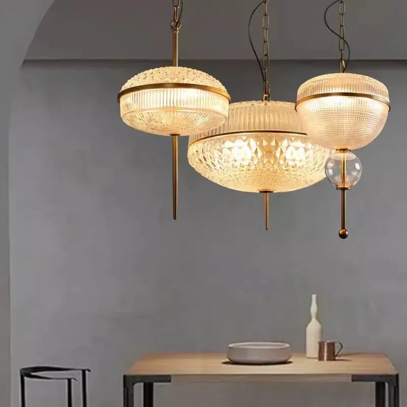 Suspension rétro led en verre nordique pour décoration maison