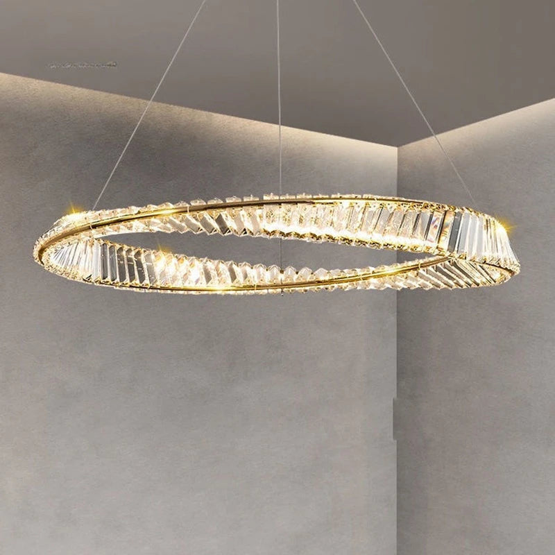 lustre doré de luxe pour salon décor chambre en cristal éclairage en verre argenté