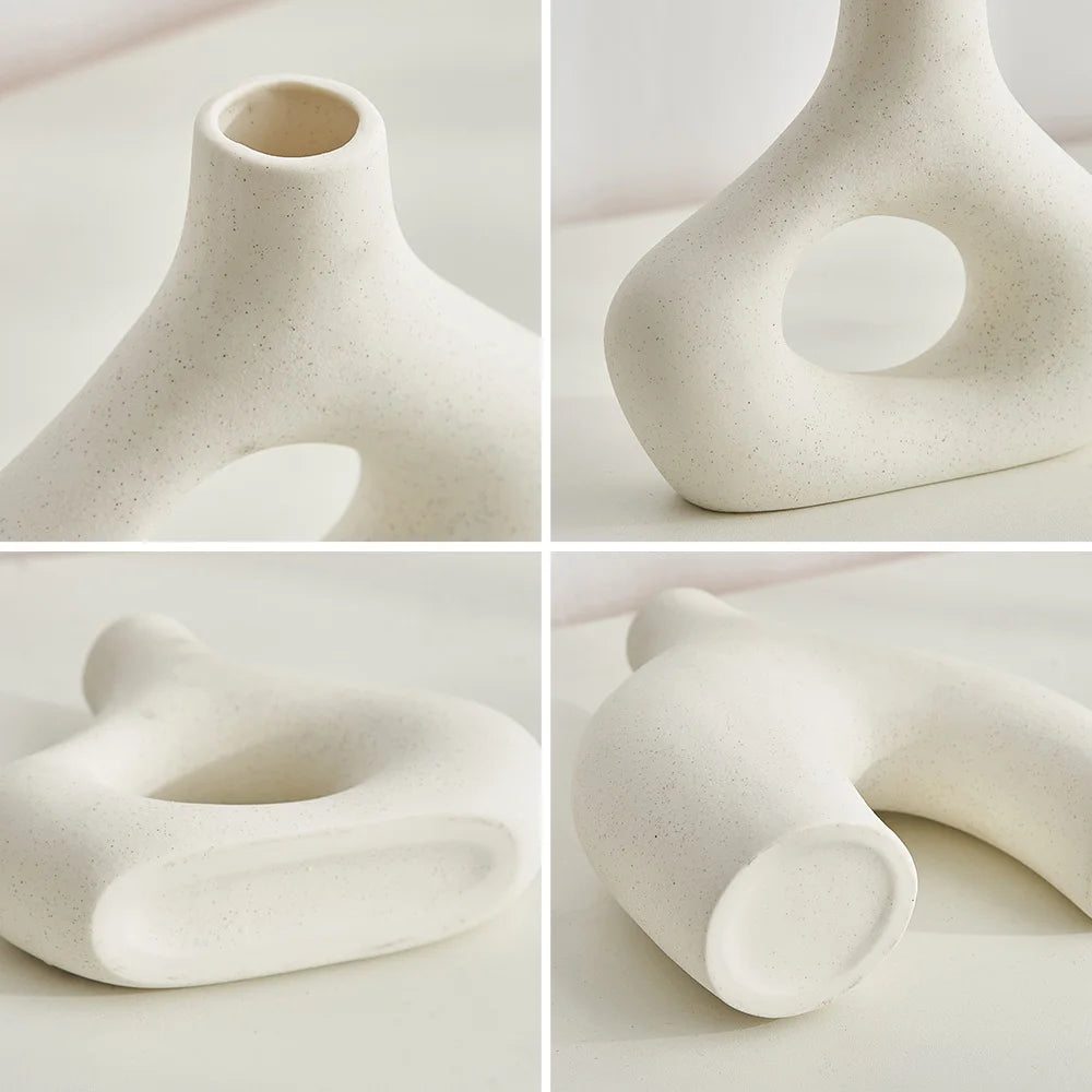 lot de 2 vases en céramique nordique pour décoration moderne - vue 6 sur 7