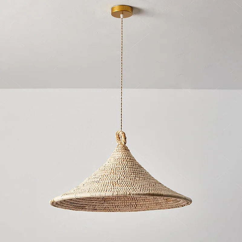 suspension minimaliste style japonais vintage en rotin