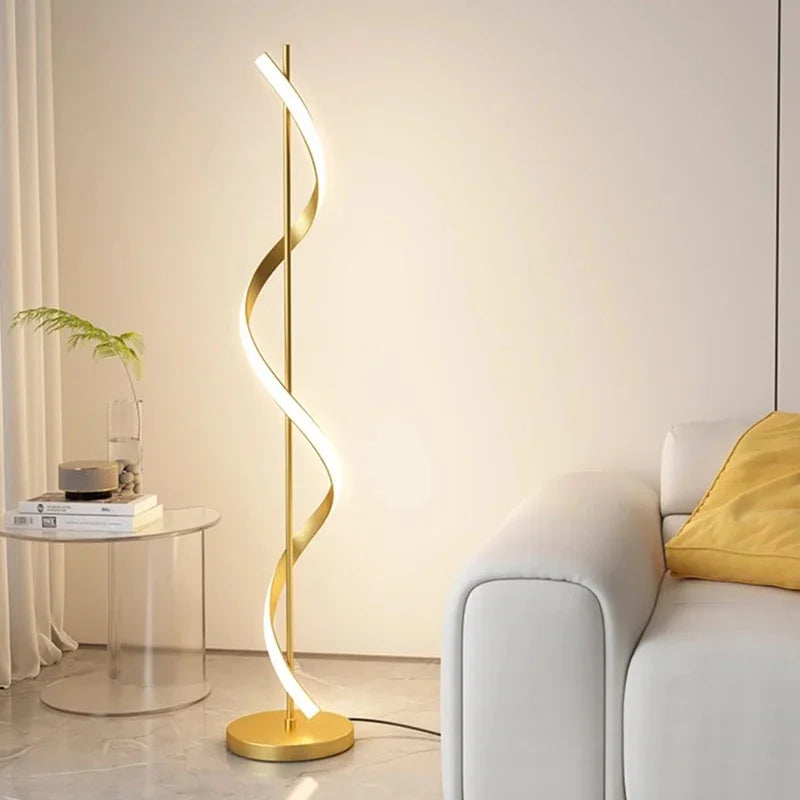 Lampadaire LED spiralé minimaliste