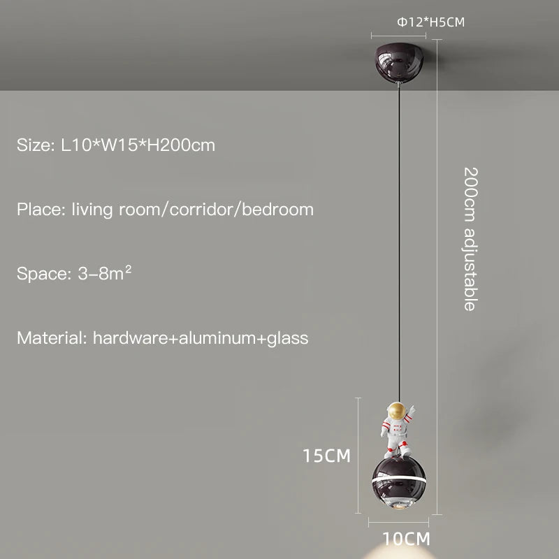 lustre moderne led design astronaute petites suspension - vue 17 sur 18