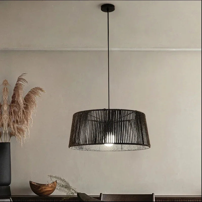 lustre nordique sandyha tissé corde led décoration maison - vue 4 sur 12