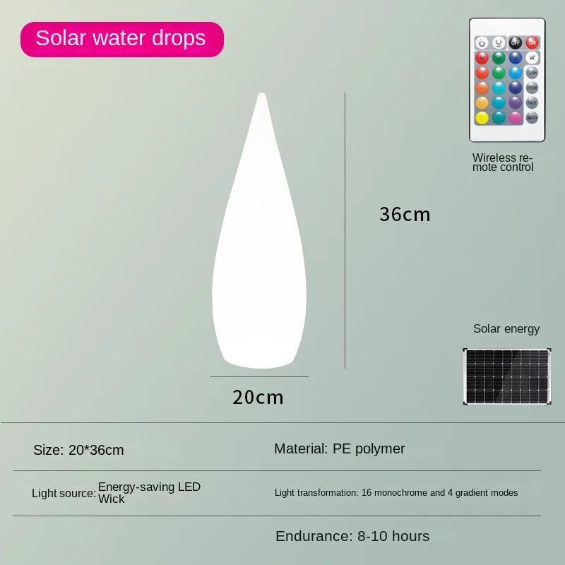 lampadaire de jardin solaire étanche en forme de goutte d'eau - vue 14 sur 14