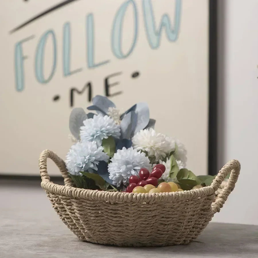 panier de rangement écologique en corde de papier et rotin - vue 4 sur 6