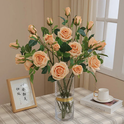 3 têtes de roses artificielles pour décoration de mariage et chambre - vue 4 sur 10