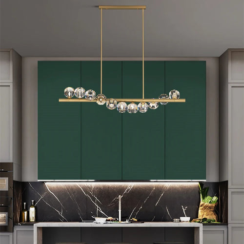 lustre moderne en cristal cuivre avec éclairage réglable - vue 4 sur 6