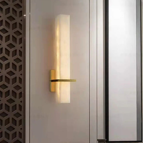 applique cuboïde en marbre naturel et cuivre pour éclairage d'ambiance - vue 4 sur 7