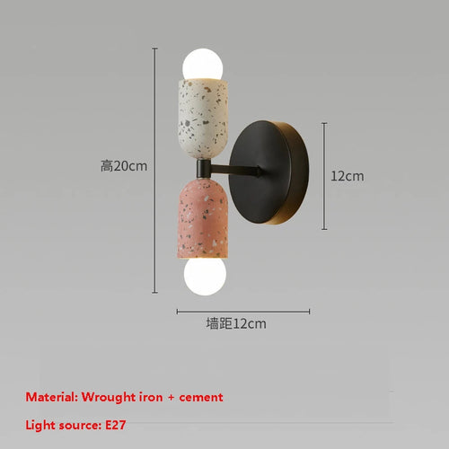 applique murale japonaise en ciment à double tête led - vue 3 sur 8