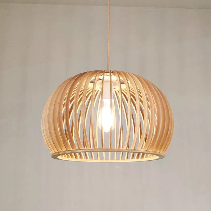 cage à oiseaux en bois luminaire suspension tom bois - vue 7 sur 9