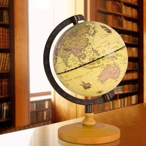 globe terrestre en bois vintage avec support pour étudiants - vue 7 sur 7