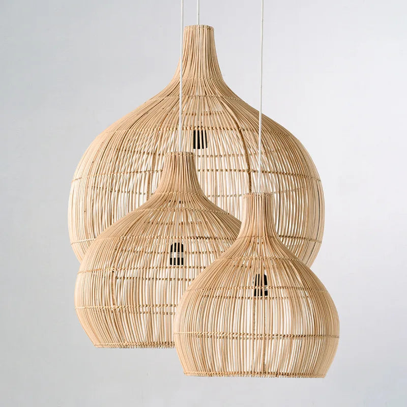 suspension en osier japonais tissée à la main en forme de cage - vue 15 sur 15
