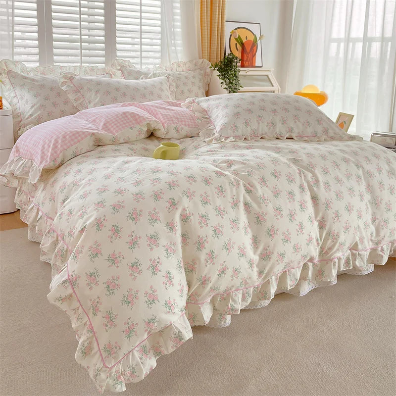 housse de couette florale en pur coton pour fille
