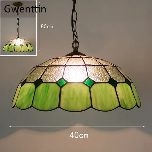 suspension en verre teinté style tiffany pour décoration intérieure - vue 17 sur 26
