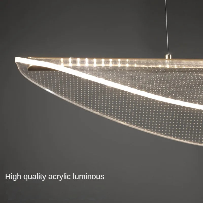 suspension moderne en fer incurvé avec éclairage led créatif