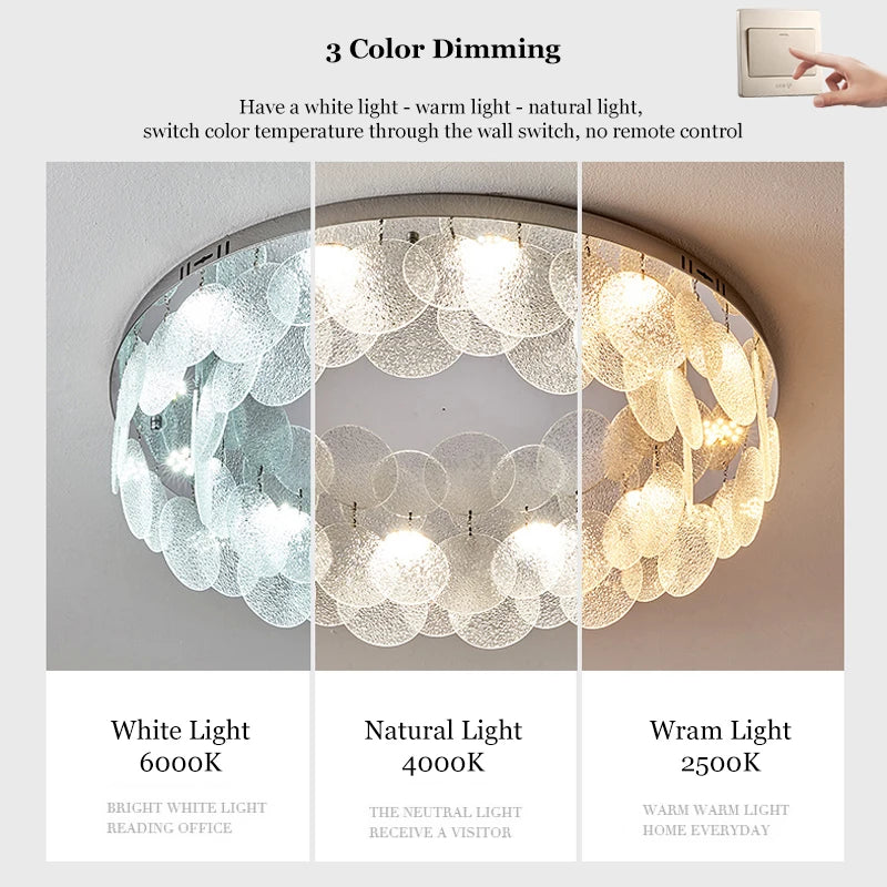 plafonnier led rond en verre pour décoration intérieure