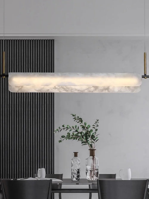 lustre en marbre naturel pur et cuivre design lumineux moderne - vue 5 sur 11