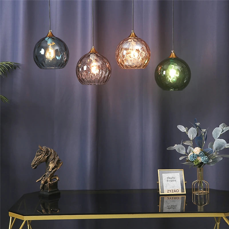 lustres modernes en verre minimalistes design nordique led