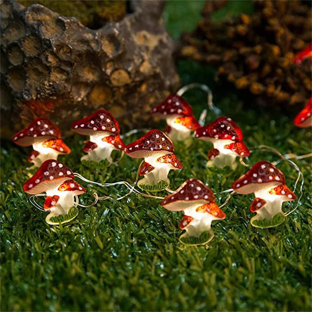 guirlande lumineuse champignon féerique en fil de cuivre à piles - vue 3 sur 6