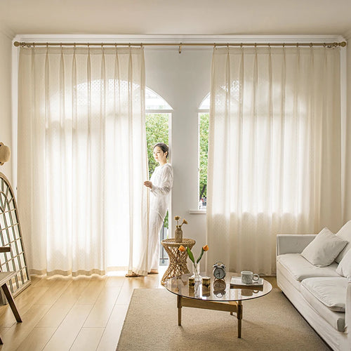 Voilage géométrique losanges semi transparent pour salon chambre - vue 4 sur 6