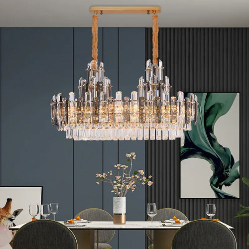 suspension à led en cristal design luxueux avec variateur d'intensité - vue 7 sur 11