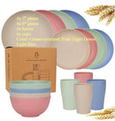 Service table paille blé assiettes bols tasses camping
