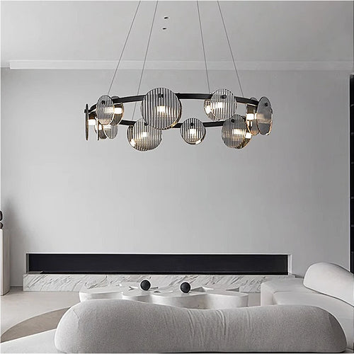 lustre moderne en fer et verre pour décoration intérieure - vue 2 sur 12