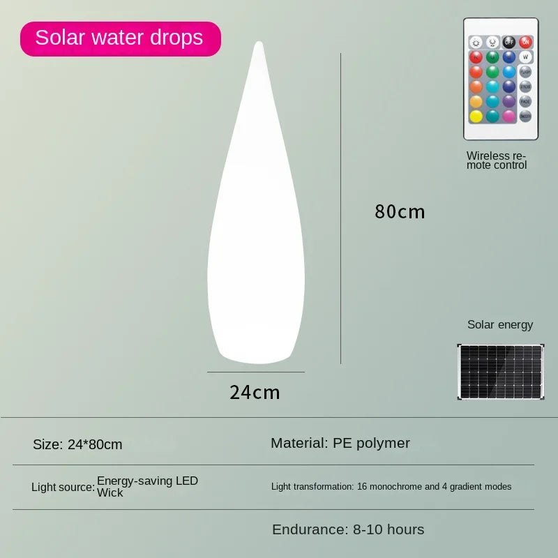lampadaire de jardin solaire étanche en forme de goutte d'eau - vue 13 sur 14
