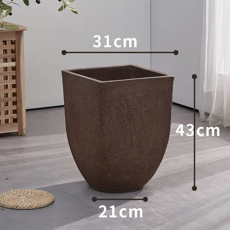 pot de fleurs en argile carrée pour jardin extérieur avec plantes respirantes