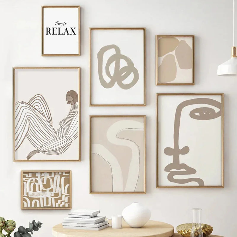 affiches abstraites de visage de fille pour décoration murale