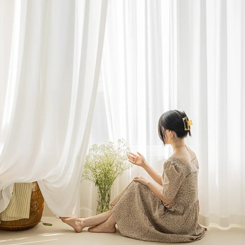 Rideau moderne plissé translucide salon baie vitree balcon - vue 3 sur 9